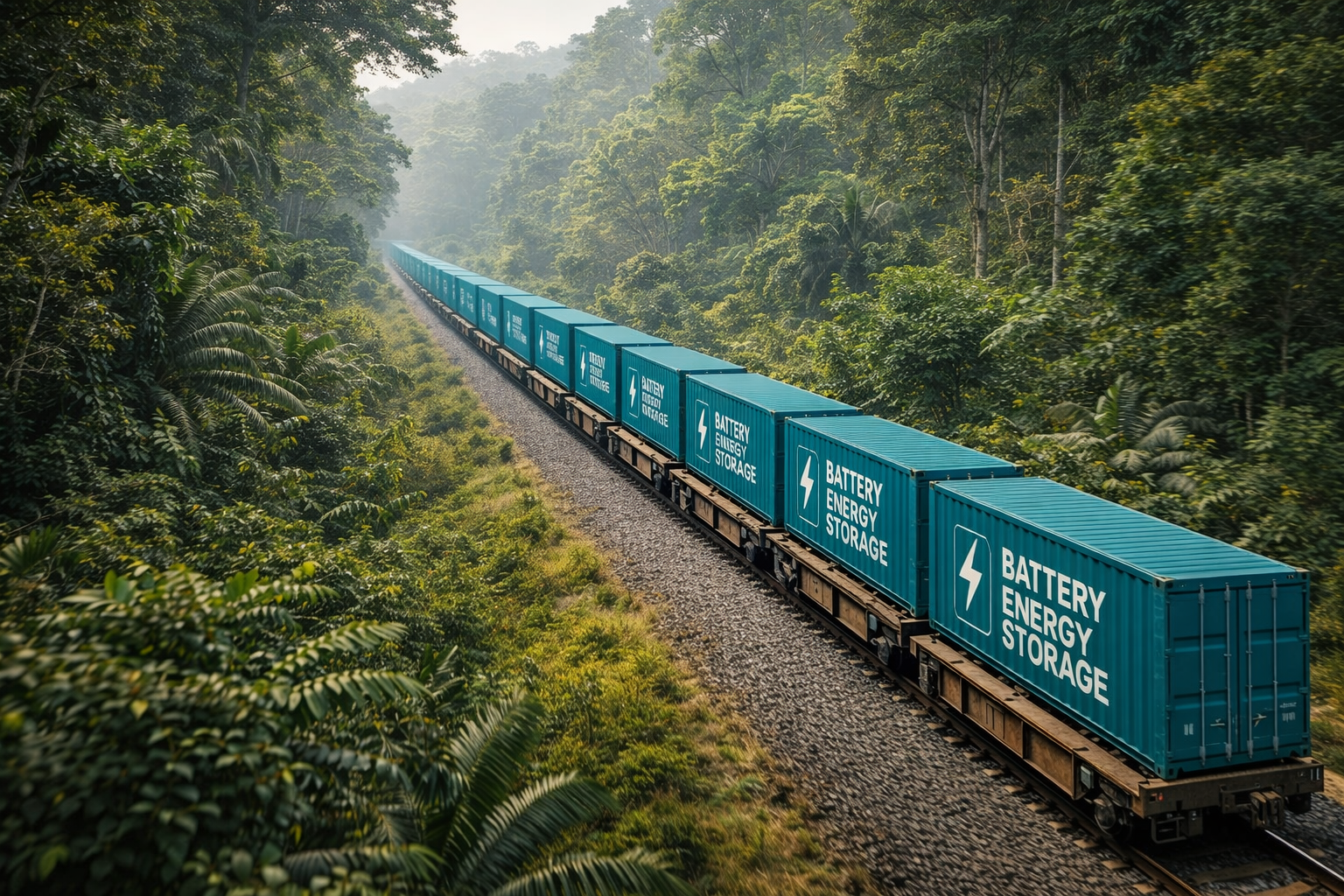 BESS on train in jungle